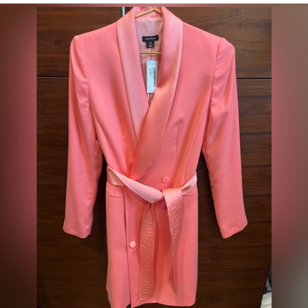 NWT Karen Millen Tailored Tuxedo Wrap Mini Dress. - Picture 5 of 12